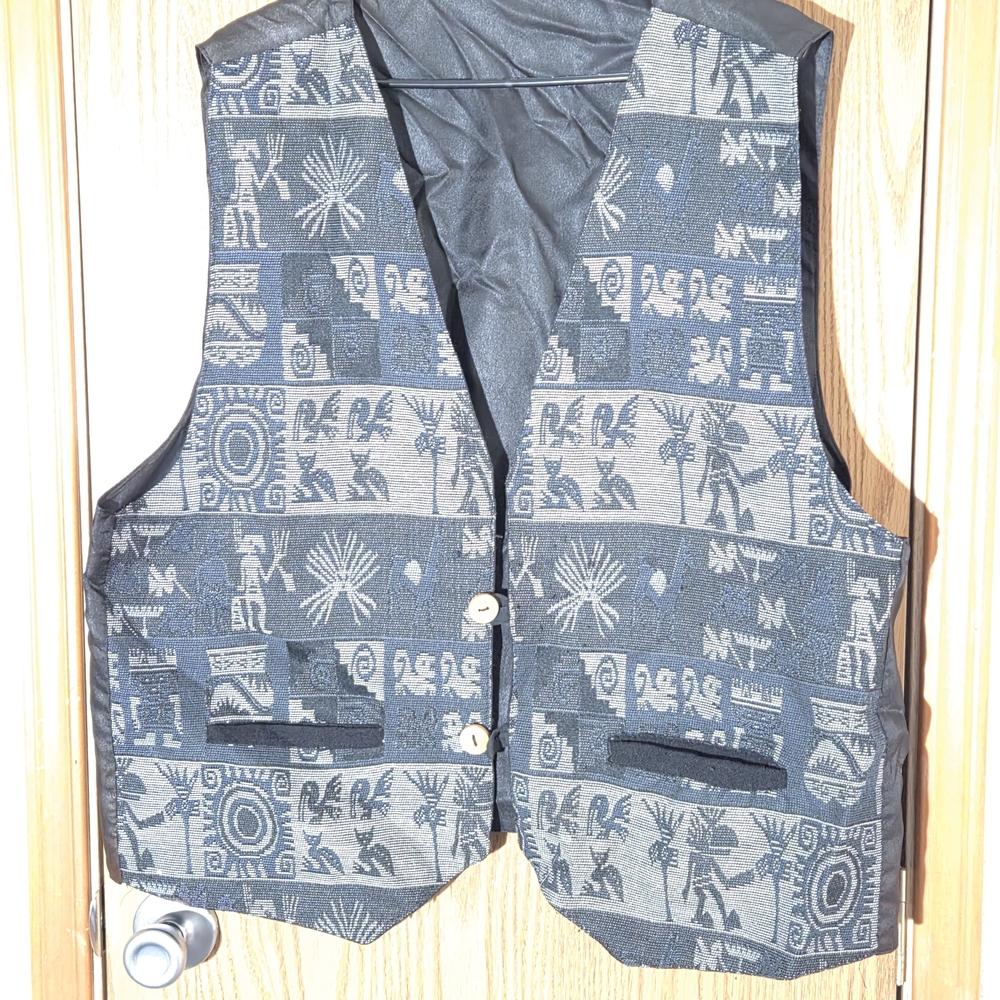 Men's Patterned Vest - Black and Gray